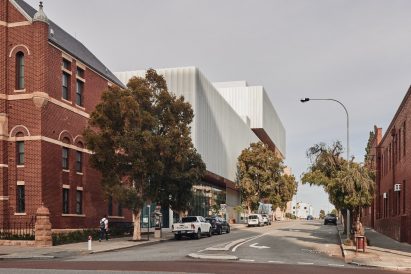 A street view of the WA Museum Boola Bardip by OMA and Hassell