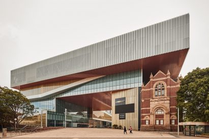 Main entrance of the WA Museum Boola Bardip by OMA and Hassell