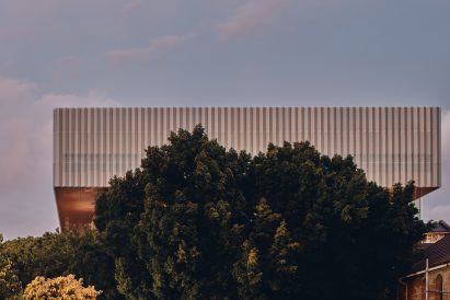 The perforated-metal cladding of the WA Museum Boola Bardip by OMA and Hassell