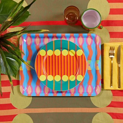 Omi tray and Aami Aami plate and tablecloth