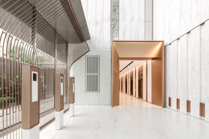 The entrance lobby by Ministry of Design in the YTL Headquarters in Kuala Lumpur