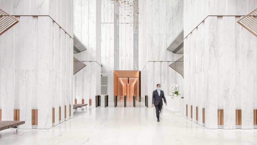Entrance lobby of the YTL Headquarters in Kuala Lumpur, Malaysia.