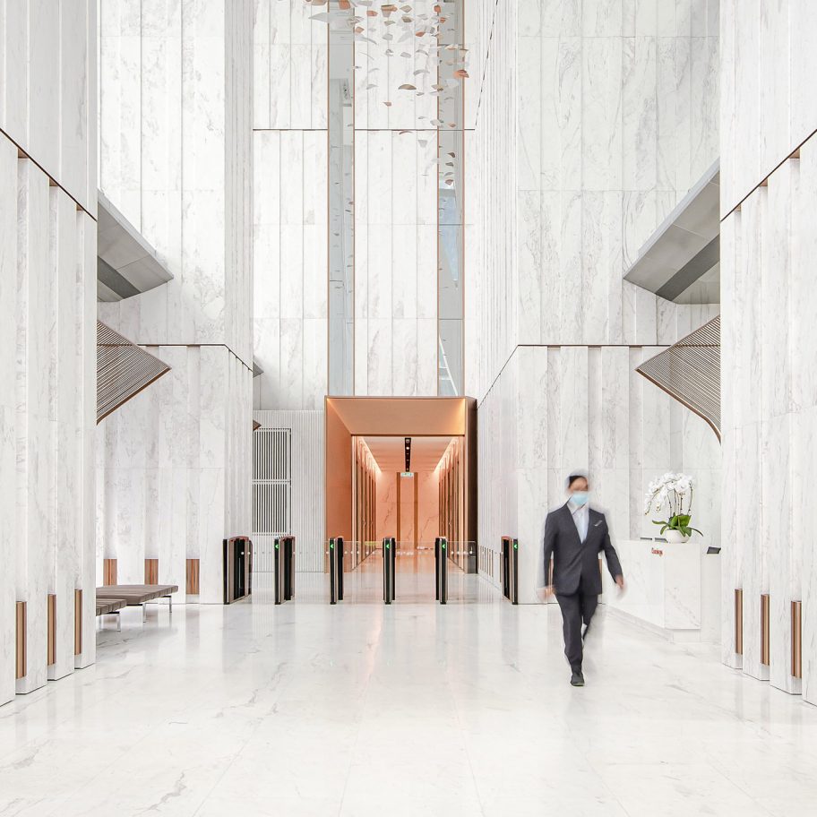 Entrance lobby of the YTL Headquarters in Kuala Lumpur, Malaysia.