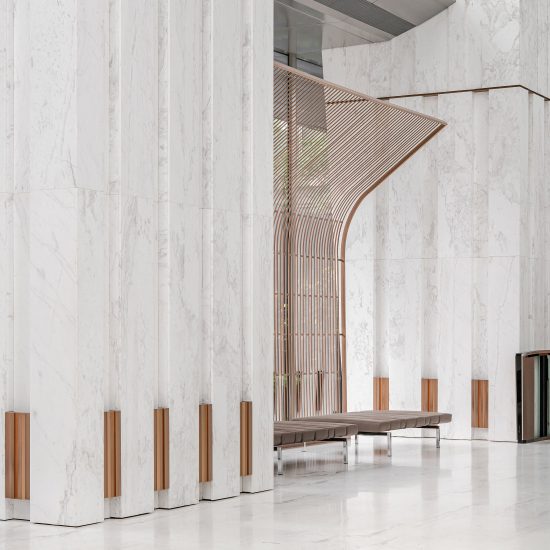 Entrance lobby of the YTL Headquarters in Kuala Lumpur, Malaysia.