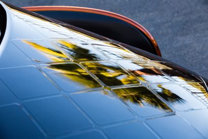 The solar and electric Aptera vehicle is powered by solar cells
