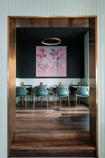 Barbajean restaurant in Malta has a pink and green interiors