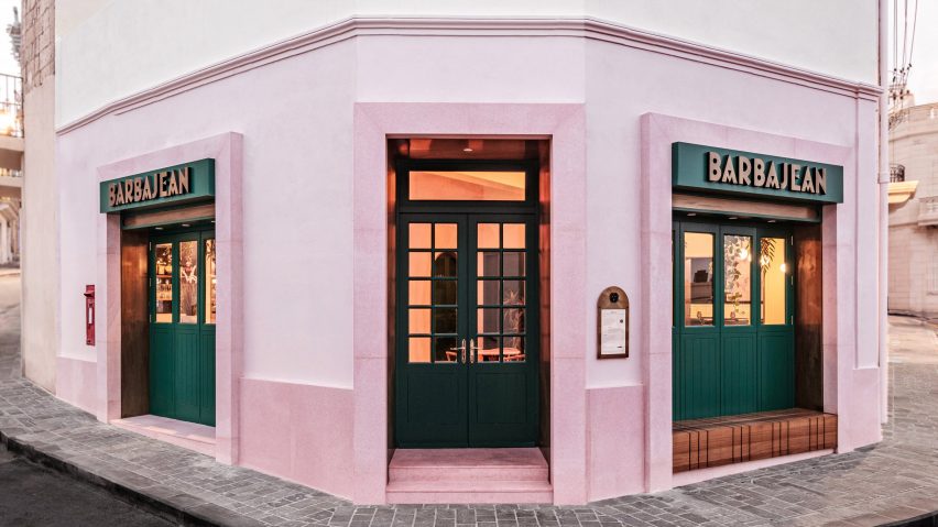 Barbajean restaurant in Malta has a pink facade