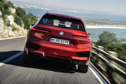 The fully electric iX concept car by BMW in red