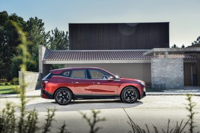 The fully electric iX concept car by BMW in red