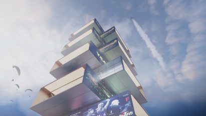 View from below of Playscraper by Carlo Ratti Associati