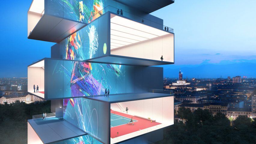 Playscraper tennis tower by Carlo Ratti Assocati