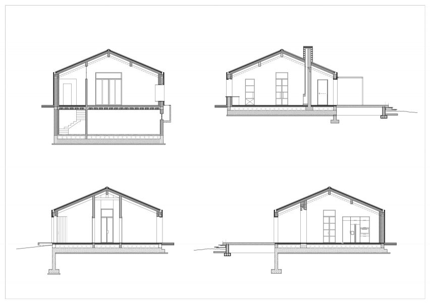 Cross sections of Country House in the Piacenza Hills by Studio Koster