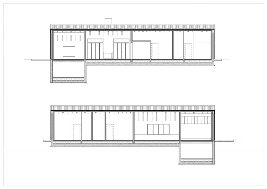 Long section of Country House in the Piacenza Hills by Studio Koster