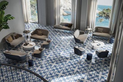 Fiore Blu in Riflessi tile collection by Ceramiche Refin