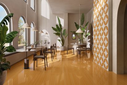 Arancio Fiore and Arancio in Riflessi tile collection by Ceramiche Refin