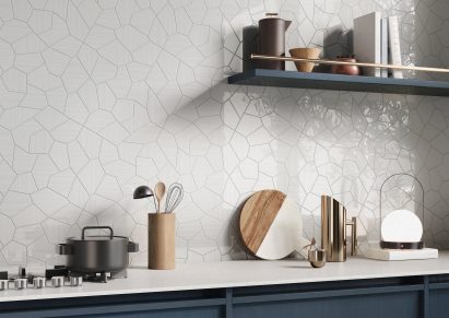 Caleidos Bianco in Riflessi tile collection by Ceramiche Refin