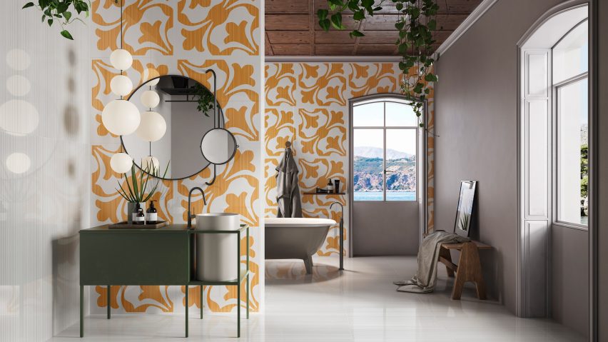 Arancio Forme in Riflessi tile collection by Ceramiche Refin