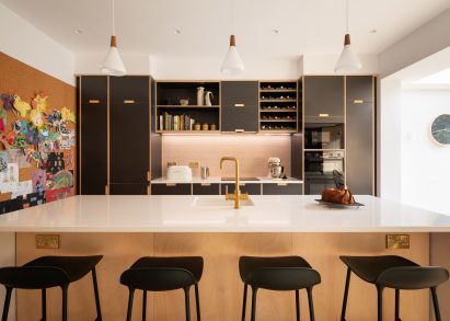 Wine rack in Charred House kitchen