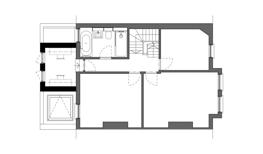 Charred House first floor plan by Rider Stirland Architects in London