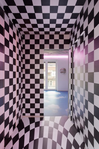 Corridors inside Defhouse for influencers in Milan