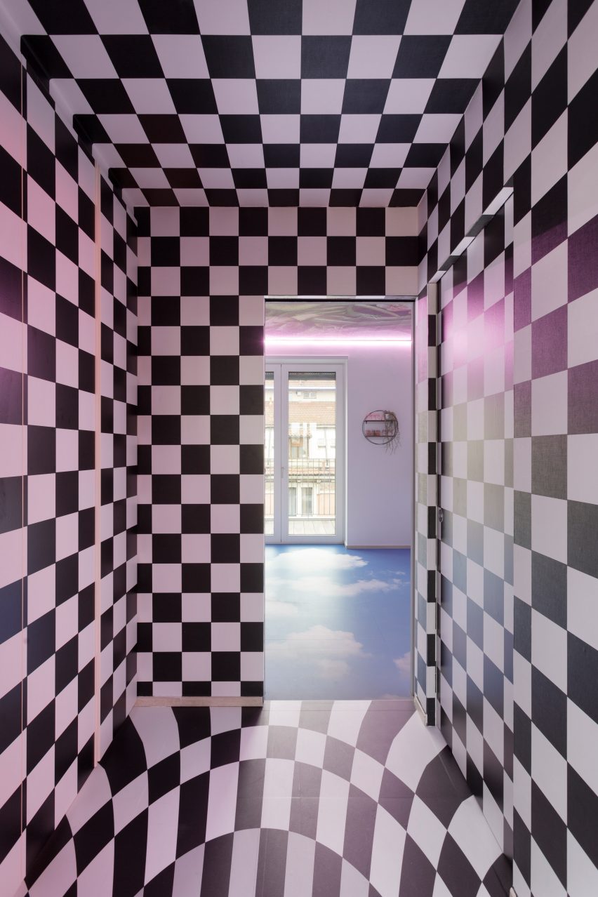 Corridors inside Defhouse for influencers in Milan