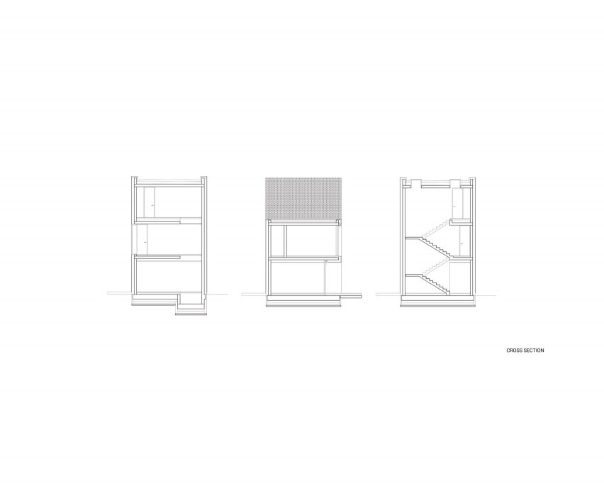Cross sections of The Double Brick House by Arhitektura