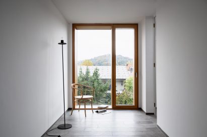 Second floor window of The Double Brick House by Arhitektura