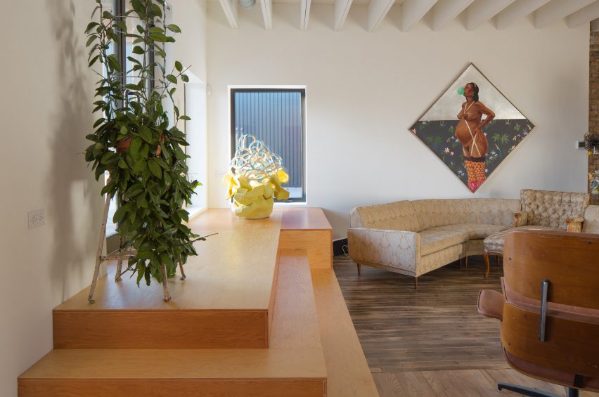 A living area inside of Facilty, Chicago, by Carlo Parente