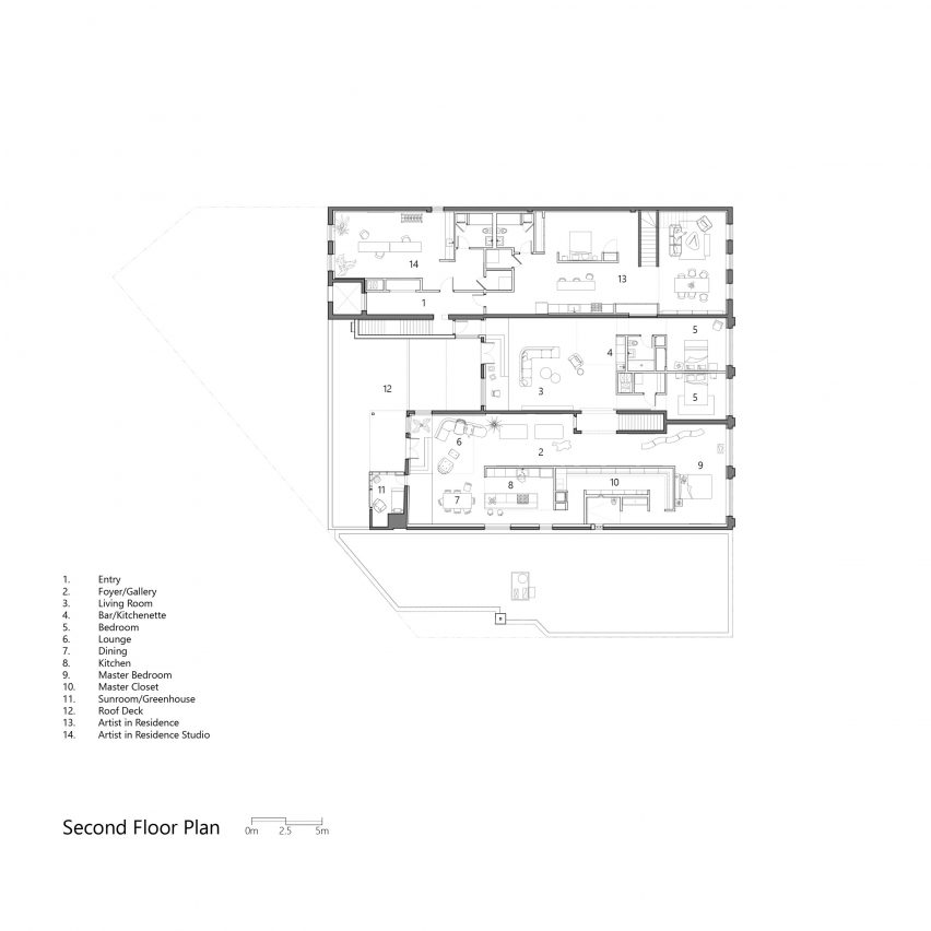 The first floor plan of Facilty, Chicago, by Carlo Parente