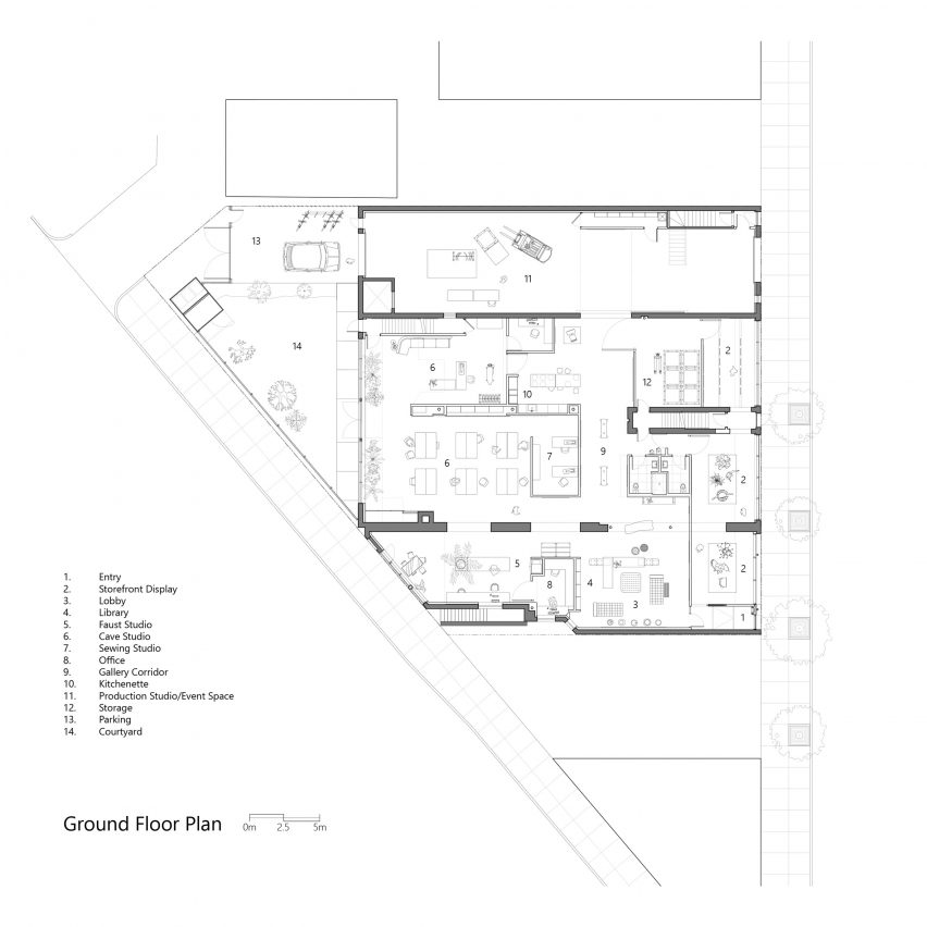 The ground floor plan of Facilty, Chicago, by Carlo Parente