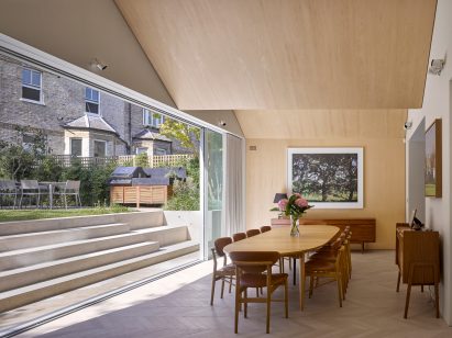 Maple-lined interior in Hampstead House by Dominic McKenzie Architects