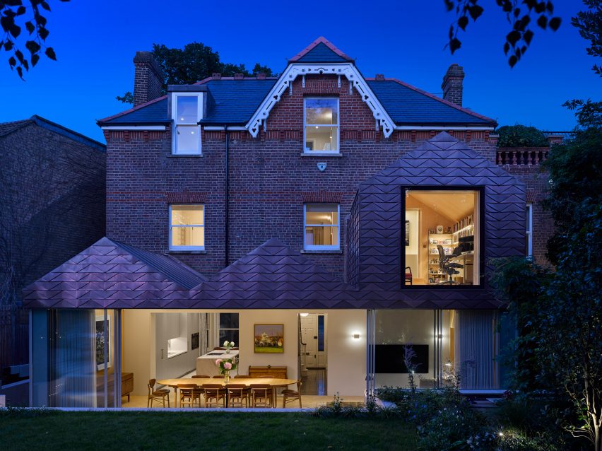 Night view of Hampstead House by Dominic McKenzie Architects
