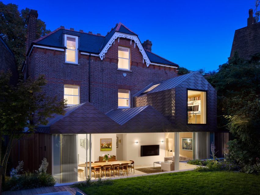 Night view of Hampstead House by Dominic McKenzie Architects