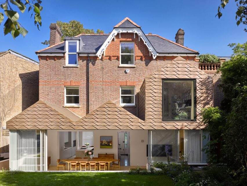 Bronze-clad extension at Hampstead House by Dominic McKenzie Architects