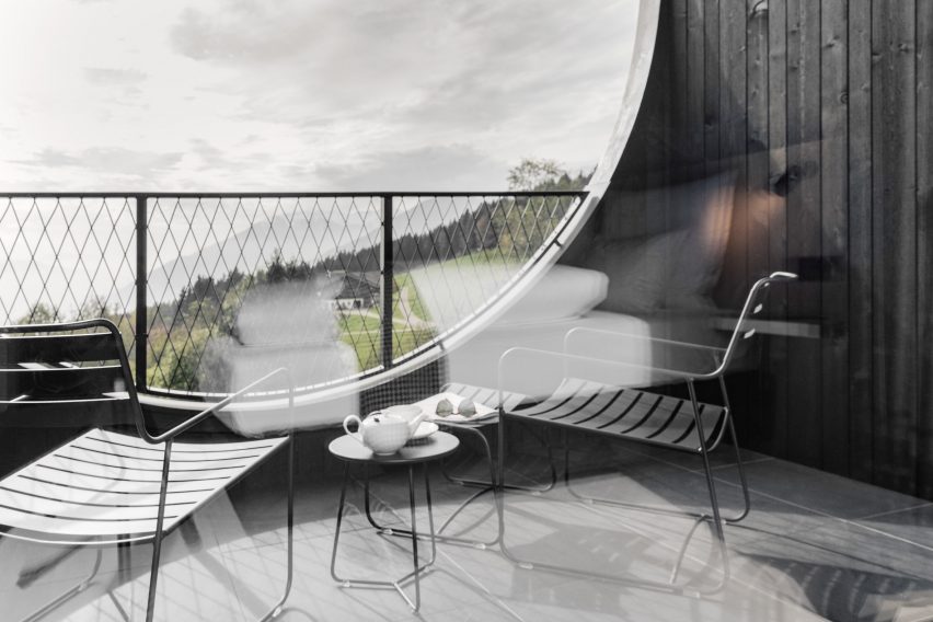 A balcony of Hotel Milla Montis by Peter Pichler Architecture
