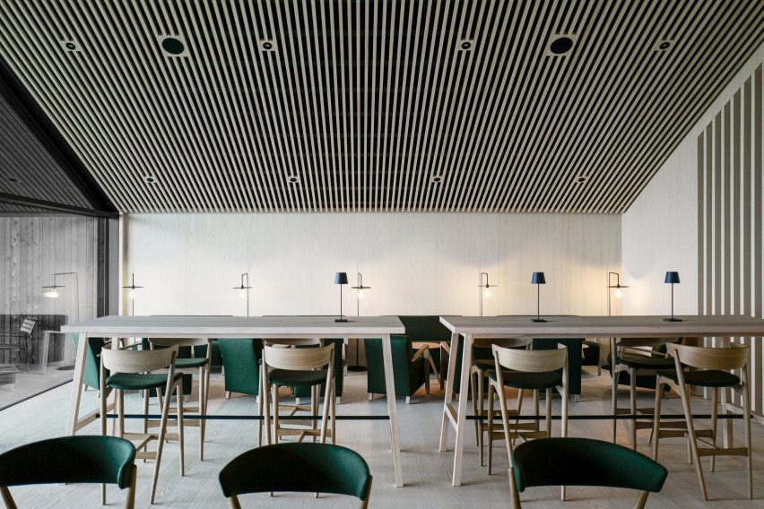 A bar area inside Hotel Milla Montis by Peter Pichler Architecture