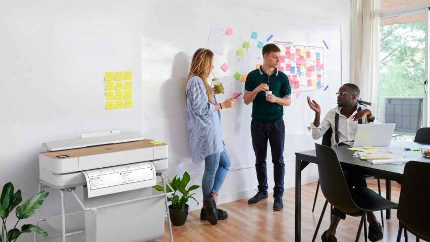 Render of HP Designjet Studio Printer in an office