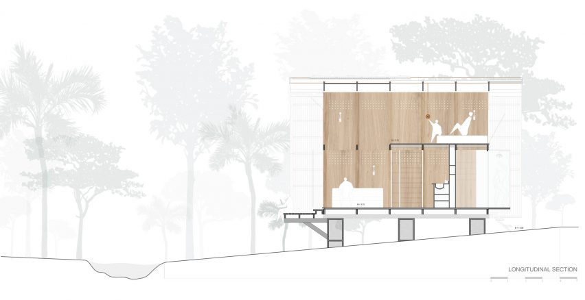 Section of the Huaira cabin by Diana Salvador and Javier Mera in Ecuador