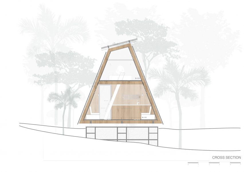 Section of the Huaira cabin by Diana Salvador and Javier Mera in Ecuador