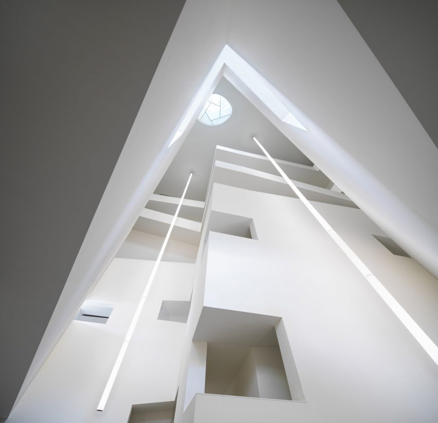 The central void inside Humao Museum of Art and Education by Álvaro Siza and Carlos Castanheira