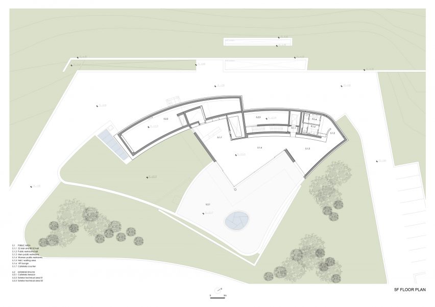 Fifth floor plan of Huamao Museum of Art and Education by Álvaro Siza and Carlos Castanheira
