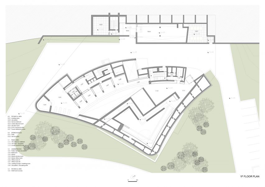 First floor plan of Huamao Museum of Art and Education by Álvaro Siza and Carlos Castanheira