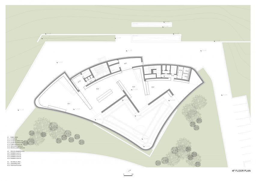Fourth floor plan of Huamao Museum of Art and Education by Álvaro Siza and Carlos Castanheira