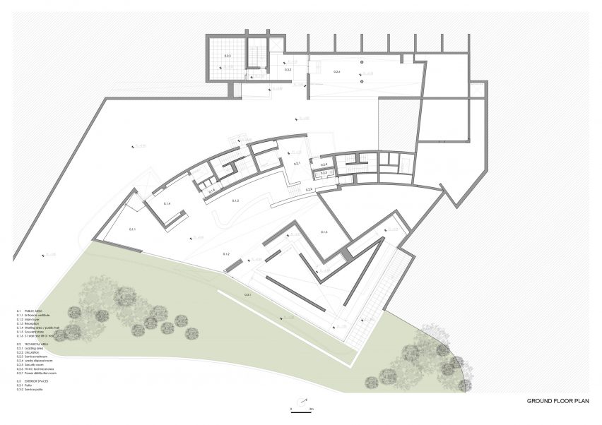 Ground floor plan of Huamao Museum of Art and Education by Álvaro Siza and Carlos Castanheira