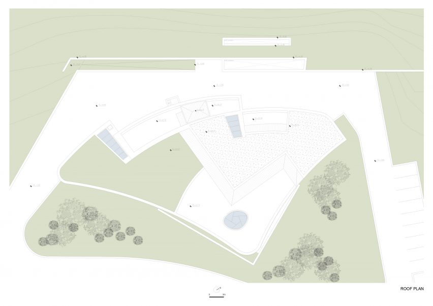 Roof plan of Humao Museum of Art and Education by Álvaro Siza and Carlos Castanheira