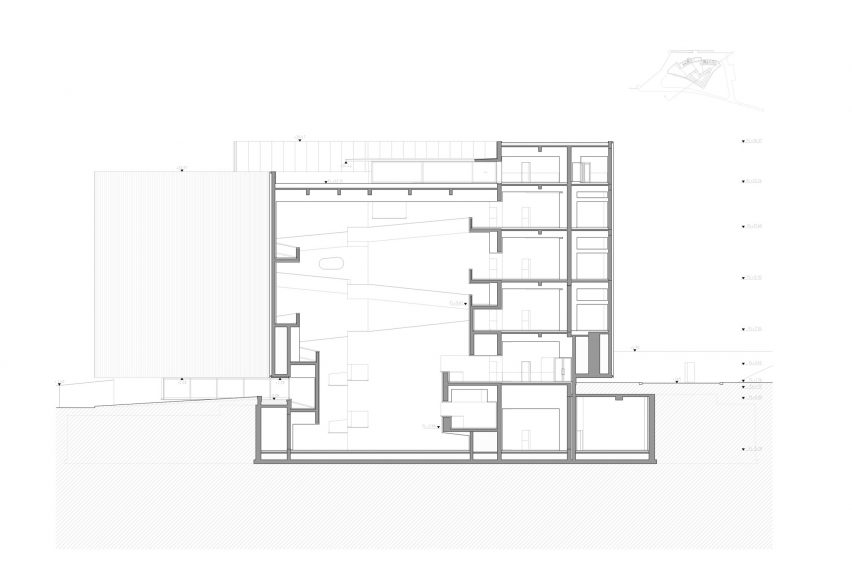 Section of Huamao Museum of Art and Education by Álvaro Siza and Carlos Castanheira