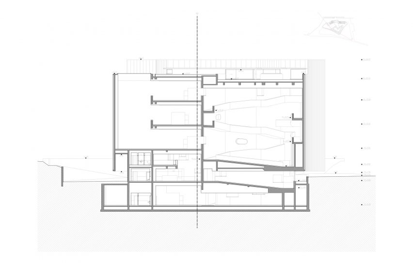 Section of Huamao Museum of Art and Education by Álvaro Siza and Carlos Castanheira