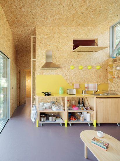 Timber-lined kitchen