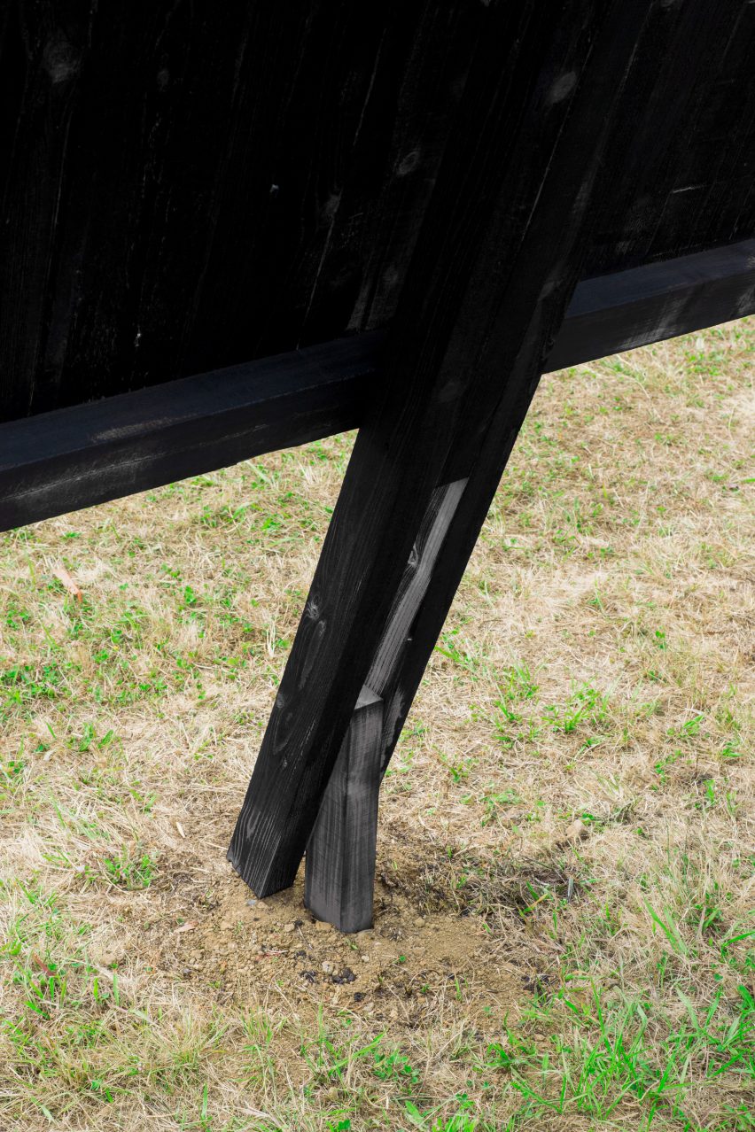 A structural detail of the Inbetween Pavilion by Pontoatelier