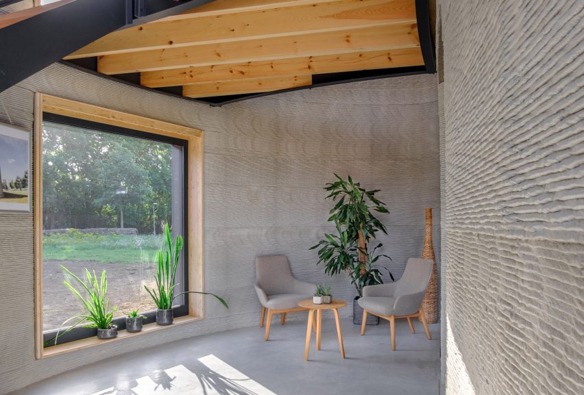Interior of 3D-printed house Kamp C, Westerlo, Belgium